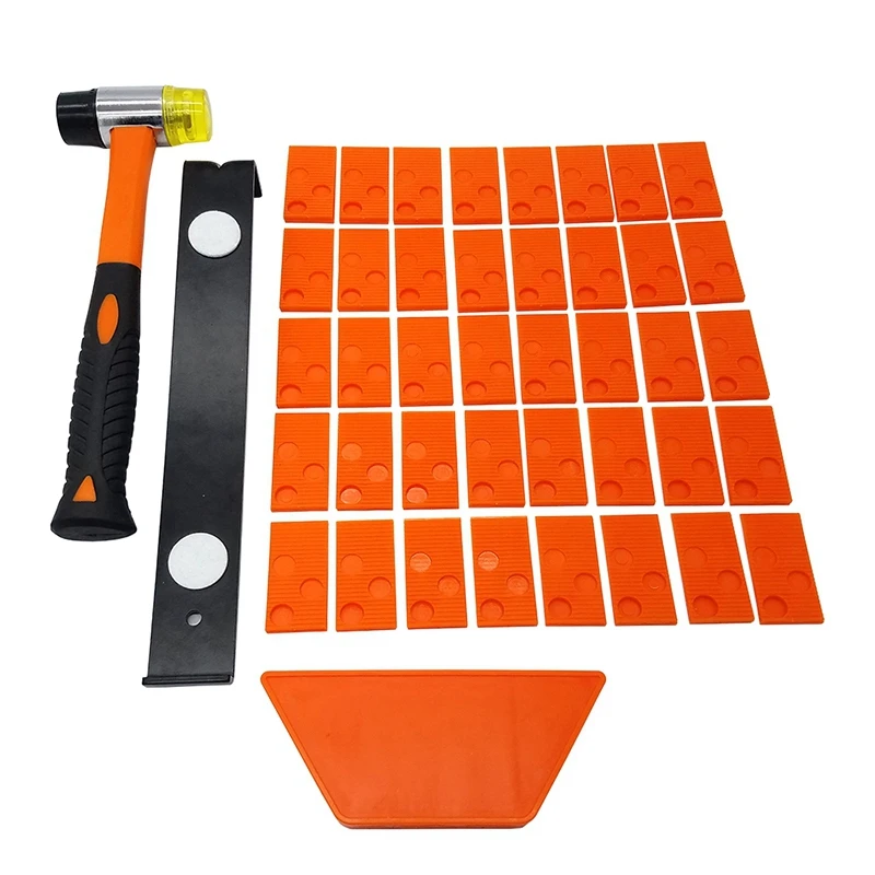 

43Pc Laminate Wood Flooring Installation Kit with 40 Spacers Tapping Block Heavy Duty Pull Bar Diameter 35Mm Fiberglass Mallet