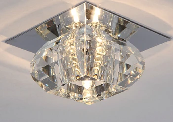 

Sale 3W LED aisle ceiling light modern brief living room porch ceiling lighting square crystal lamp
