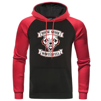 

Game of Thrones Men's Raglan Hoodie House Stark Men Hipster Hooded Sweatshirt 2020 Autumn Loose Streetwear Fleece Warm Pullover