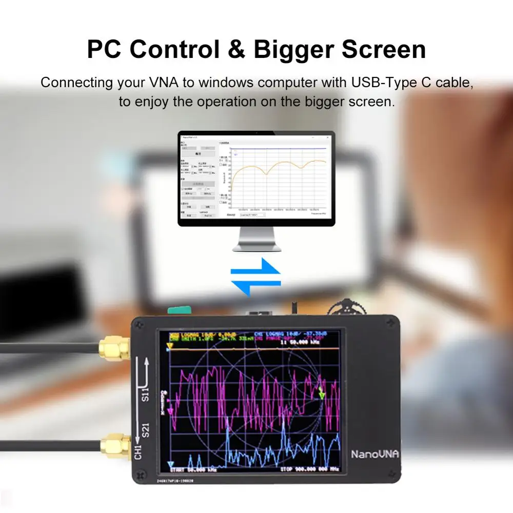 NanoVNA 50KHz 900MHz Vector Network Analyzer Digital Touching Screen Shortwave MF HF VHF UHF Antenna Analyzer 5