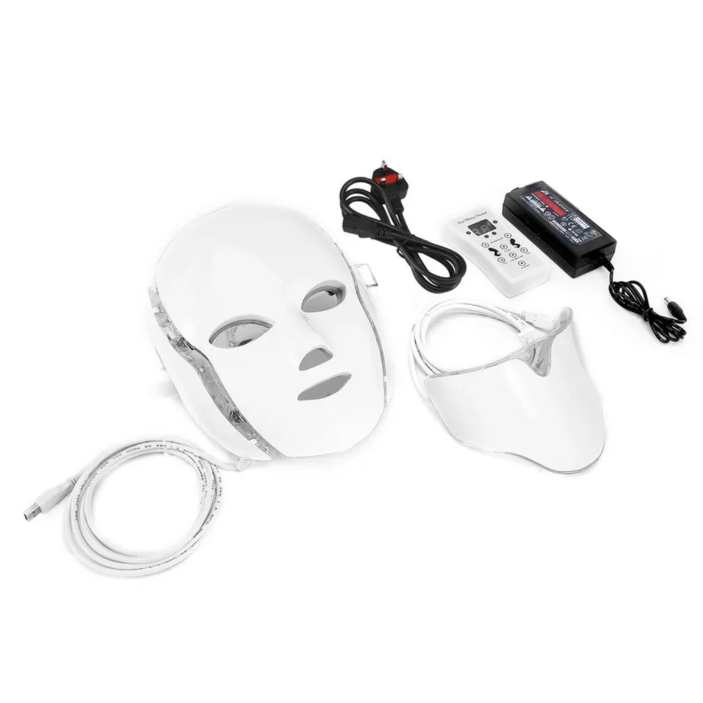 

LED 7Colors Light Microcurrent Facial Mask Machine Photon Therapy Skin Rejuvenation Facial Neck Mask Whitening Electric Device