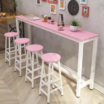 

Wall Bar Table Milk Tea Shop High Foot Table Chair Household Simple Modern Small Bar Long Table Long Table Business
