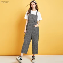 ARTKA 2020 Spring New Women Jumpsuit Fashion High Waist Wide Leg Casual Pants Elastic Waist Rompers Womens Jumpsuit KA25100X