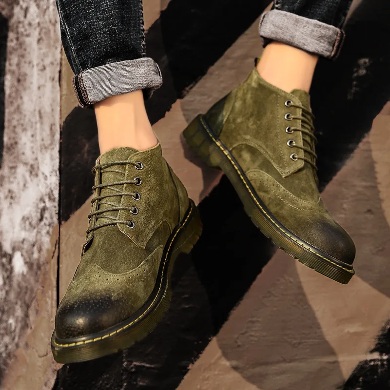 

2019 New Style Men's Boot Genuine Leather Martin Boots Korean-style Retro Fashionable Boots Bullock England Workwear Short Boots