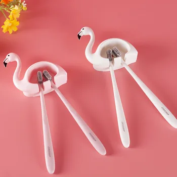 

Cartoon Suction Cup Toothbrush Holder Flamingo Sucker 2 Position Toothbrush Hos Bathroom Accessories Wall Mounted Holder
