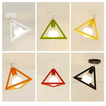 

E27 Iron 5W Iron Ceiling Lamp Shade Pendant Light Covers and Shades Triangle Metal Ceiling Lampshades(Not includ bulb)