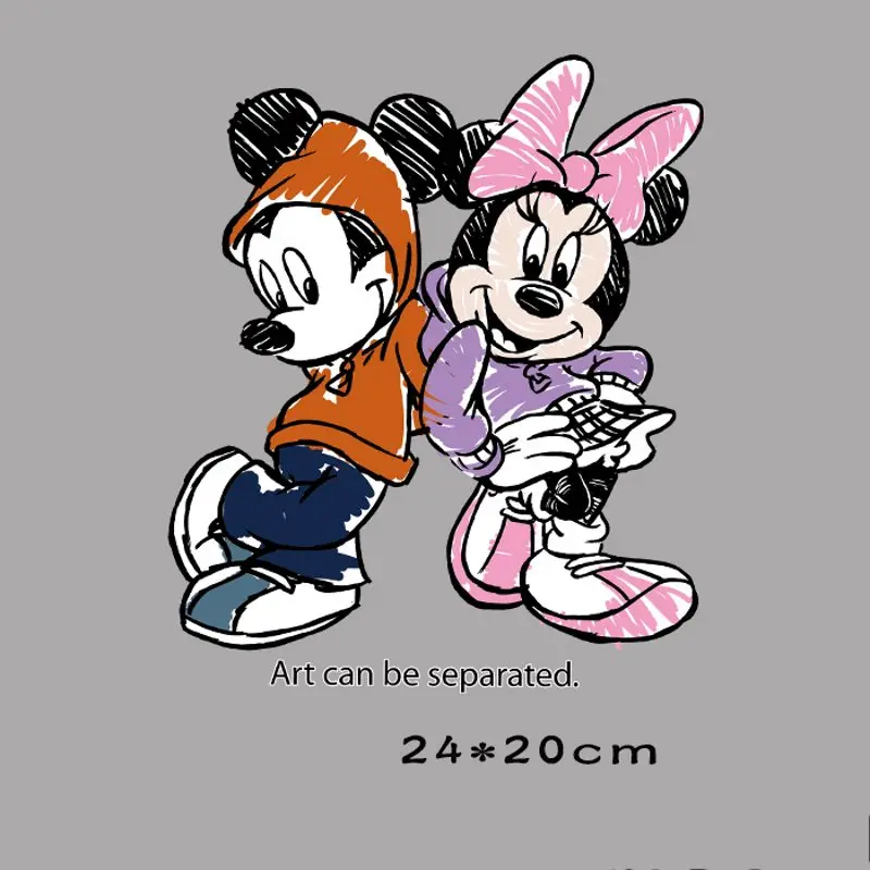 

24x20cm New Cartoon Mouse Iron On Stickers Washable Appliques A-level Patches Heat Transfer For DIY T-shirt Accessory Clothes