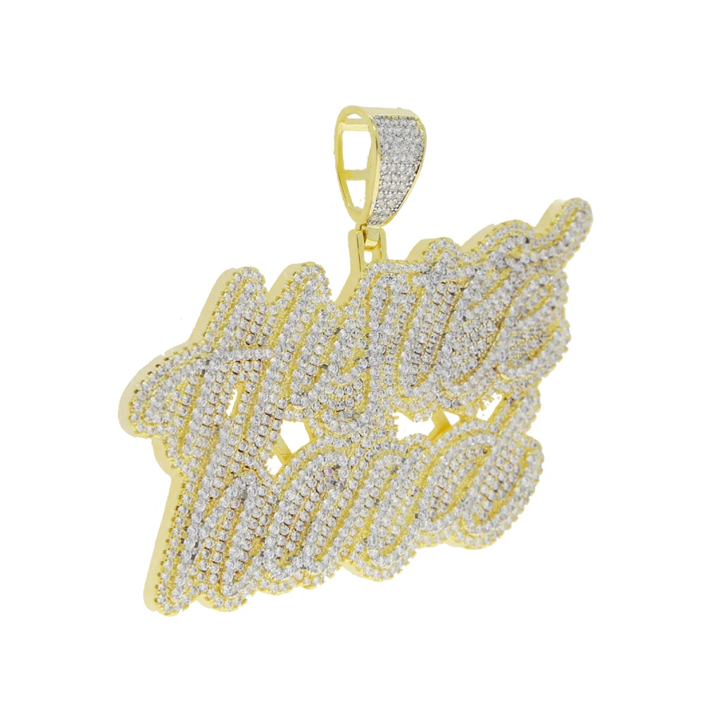 Hip Hop Bling 5A Cubic Zircon Full Paved Iced Out Cursive