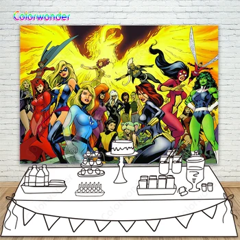 

Women of Marvel Photography Backdrops Photo Studio Background newborn Children birthday party decoration prop