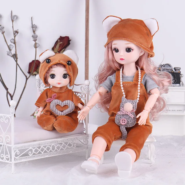 1/6 12Inch BJD Doll +6 Inch Joints Dolls For Gilrs Gift Pretty Parent-child Combination BJD With Clothes Full Set Birthday Toys 3