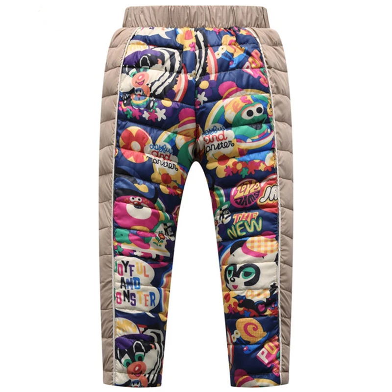

2019 Winter Pants For Boy& Girls Kids Cartoon Design Thermal White Duck Down Pants Boys & Girls Warm Trousers