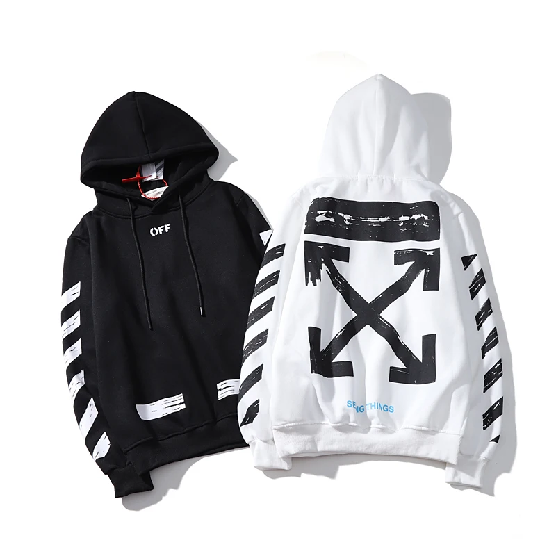 Полосатый стрела 19ss Off-White OW мужчины/женщины влюбленные модели Осень Зима Мода хлопок Повседневная Толстовка с капюшоном Свободная куртка