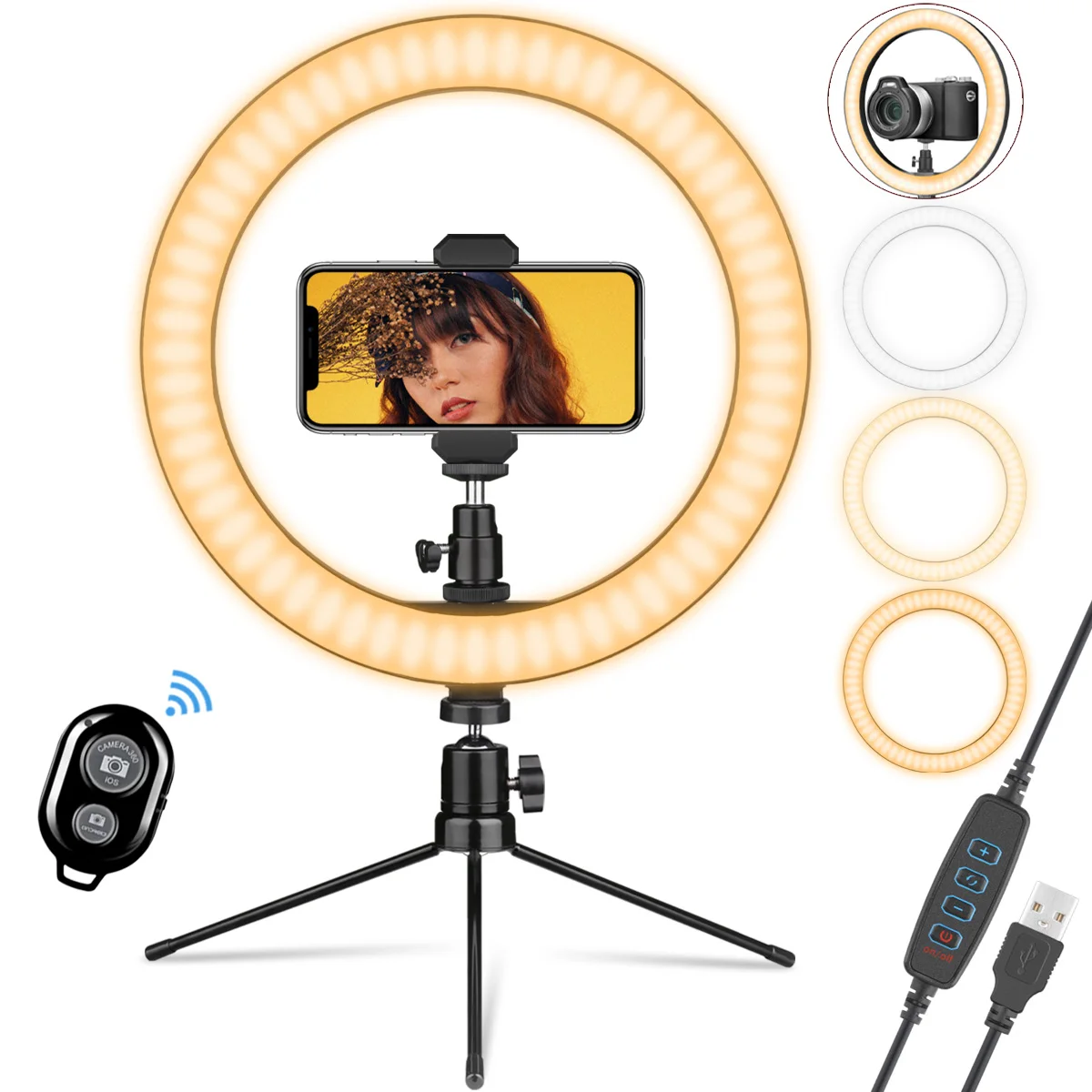 Ohotter 10-inch Ring Light Tripod Mobile Phone Holder with Bluetooth Desktop Model for Photograp YouTube Video TikTok Selife | Электроника