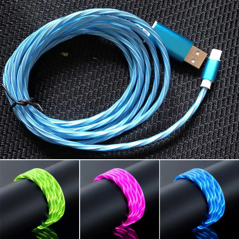 Светодиодный светящийся светильник USB type-C для синхронизации данных и зарядки для мобильных телефонов Android