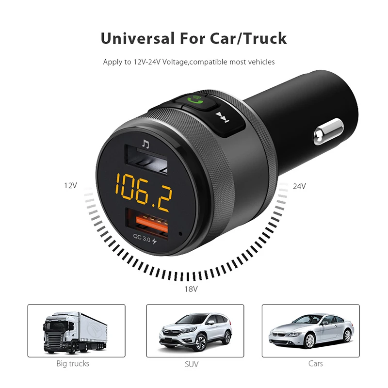 Универсальный Bluetooth fm-передатчик для адаптер для автомобильного радио Музыкальный плеер автомобильный комплект с громкой связью 2 usb порта зарядное устройство
