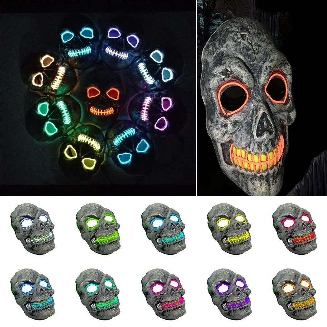 10 Стиль Вечерние Маски унисекс череп светодиодный элемент с холодным светом