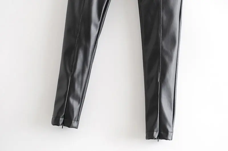 Зимние плотные обтягивающие штаны из искусственной кожи, женские эластичные штаны с высокой талией на молнии, сексуальные женские брюки-карандаш