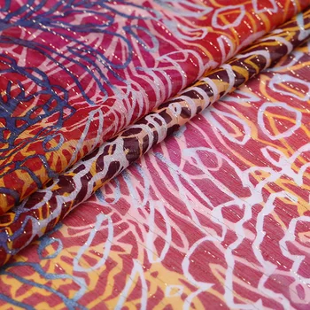 

2Meter Silk Color Abstract Print Crinkle GGT 8MM 100% Silk Georgette Fabric Wide 114cm Summer Scarf Fairy Skirt Lining Materia