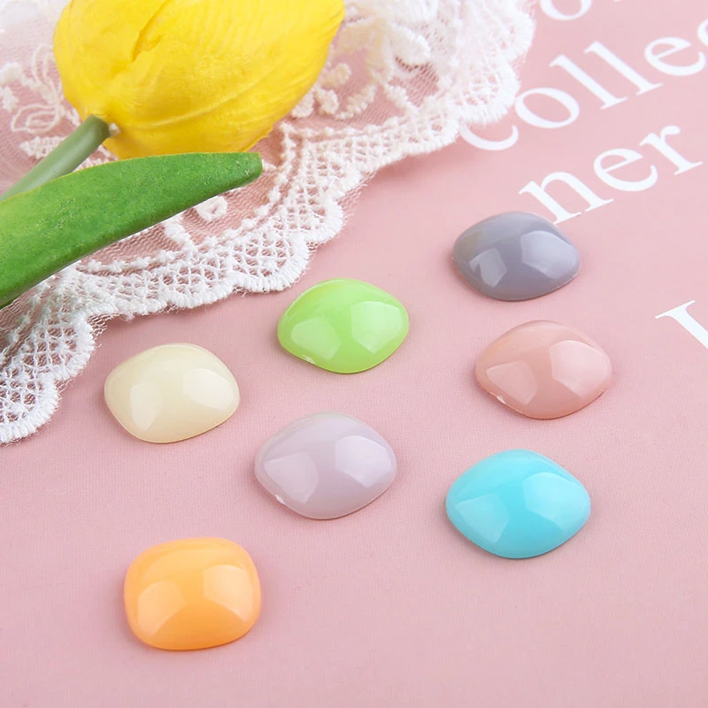10pcs Korean Fashion Macaron Solid Color Square Pendant Resin Patch Trendy Earrings For Women Material Diy Jewelry