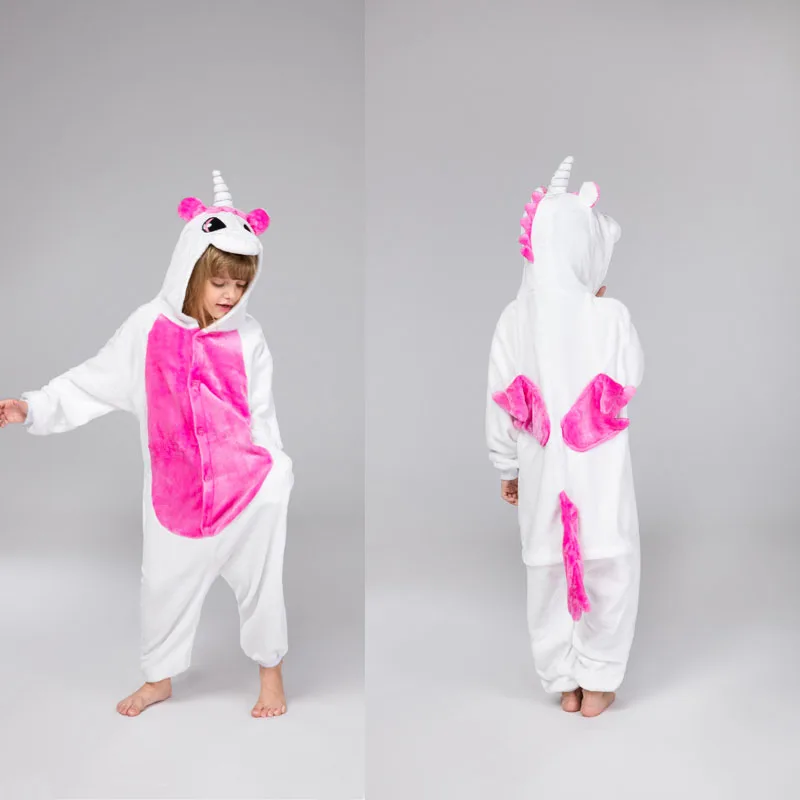 Одежда для сна для мальчиков и девочек; зимняя фланелевая теплая Пижама с единорогом; карнавальные вечерние пижамы; Забавный костюм животного; толстовка с капюшоном для детей; комбинезон с пандой - Цвет: L045