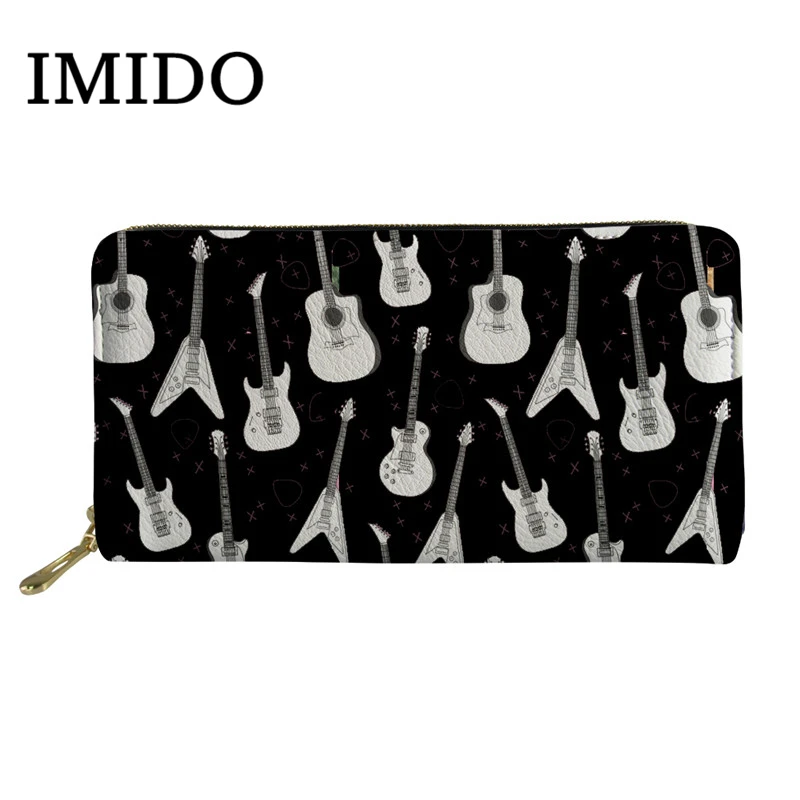 IMIDO длинный кожаный кошелек, повседневный женский дизайн гитары, роскошные кошельки из искусственной кожи, женские водонепроницаемые сумки для телефона, сумка для хранения денег, Carteras