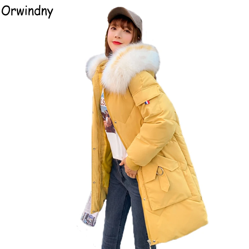 

Orwindny New Winter Jacket Women Medium Long Women's Down Cotton Jacket Hooded Female Jacket Thick Warm Parka Loose Winter Coat