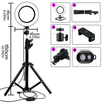 

LED Selfie Ring Light with Tripod USB Selfie Light Ring Lamp Big Photography Ringlight with Stand for Cell Phone Studio