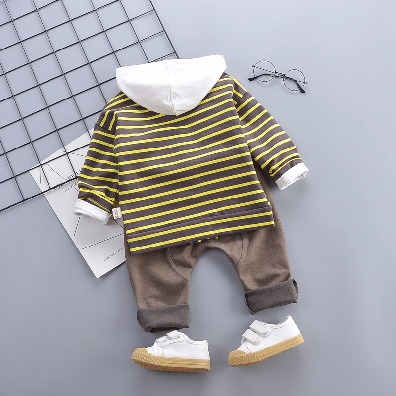 Autumn Baby Boys Clothing Toddler Infant Clothes Suits Kids Stripe Coats T Shirt Pants 3Pcs/Sets Children Casual Costume