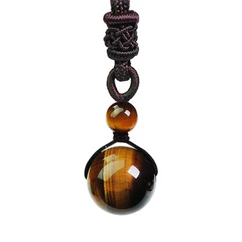 

Women's Ball Necklaces Natural Yellow Tiger Eye Stone Round Beads Pendants Gift for Female's Fine Jade Jewelry