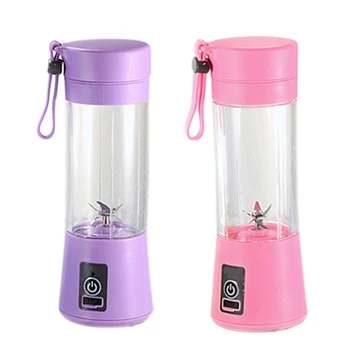 

2pcs 380Ml Mini USB Rechargeable Portable Electric Fruit Juicer Smoothie Maker Blender Machine Sports Bottle 4 Sharp Blades Frui