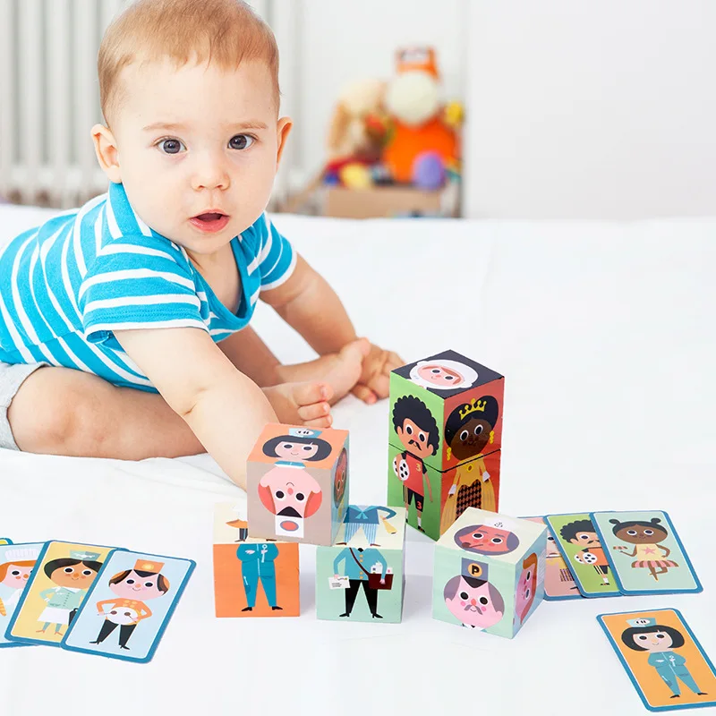 

Wooden early education puzzle cognitive three-dimensional character building blocks jigsaw children design men and women jigsaw