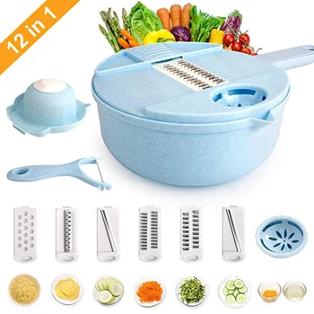 

Vegetable Cutter Shred Machine Kitchen Accessories Gadgets Shredded Peeler Fruit Potato Carrot Cutting Tool with Filter 12 In 1