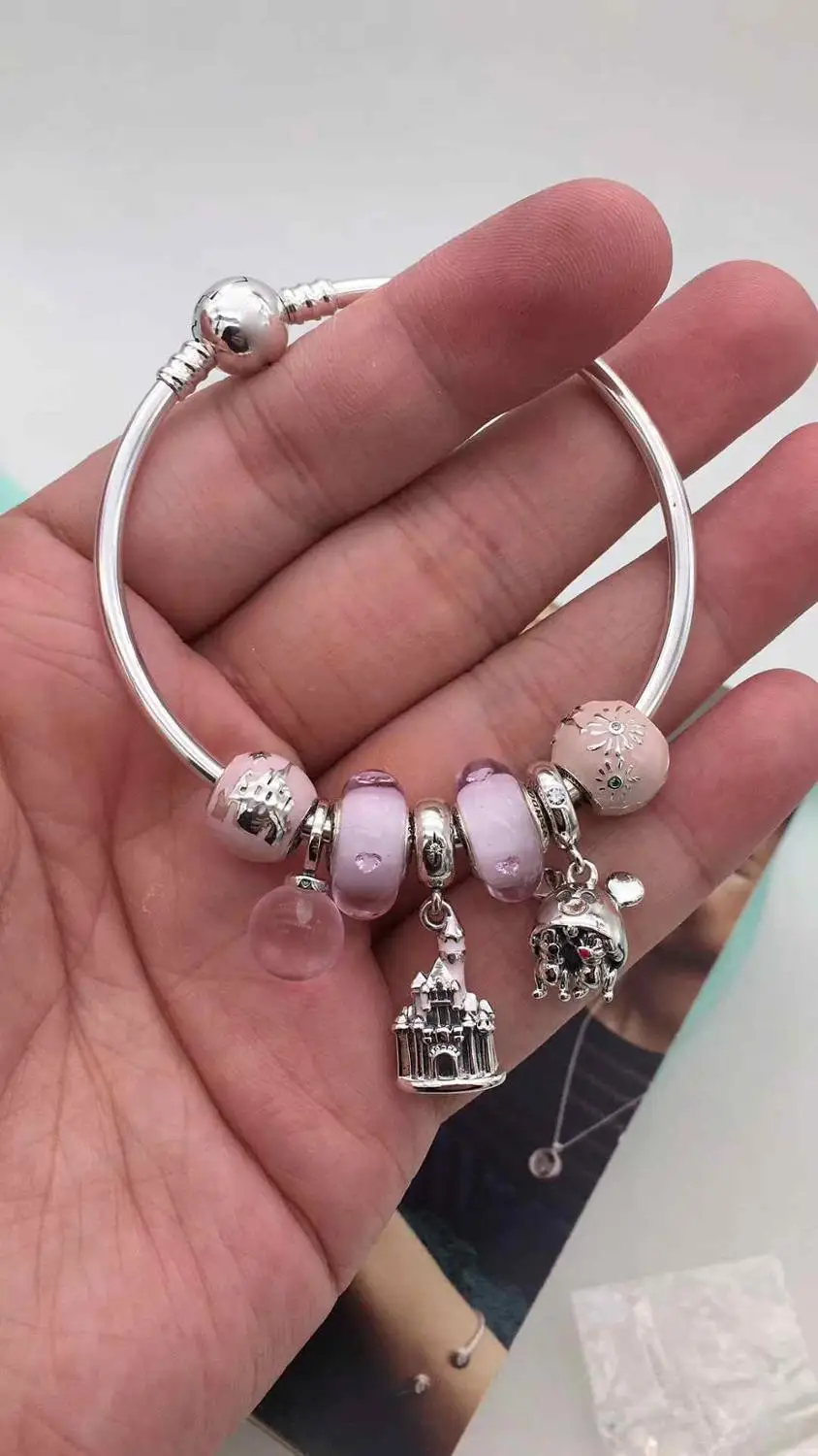 

Kaliyah Shop High Quality 1:1 100% 925 Pure Silver Niche Design Pink Girl Pet Castle Design Bracelet Free Of Charge