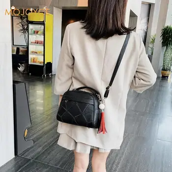 

Women Handbag Leather Shoulder Bag Female Doctor Crossbody Handbag Women Leather Tassel Totes Zipper Top-handle Bag Dropshipping
