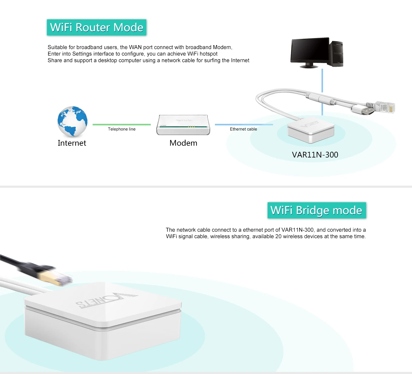 Vonets 2.4g 300mbps wi fi roteador extensor