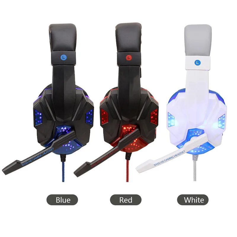 Gaming Headsets Big Headphones with Light Mic Stereo Earphones Deep Bass for PC Computer Gamer Laptop PS4 Games US Stock Gaming Headsets Big Headphones with Light Mic Stereo Earphones Deep Bass for PC Computer Gamer Laptop PS4 Games US Stock