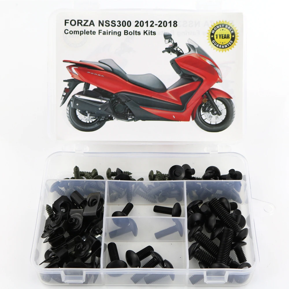 Для Honda Forza NSS300 2012- полный обтекатель Болты Комплект зажимы скорость гайки болты для кузовных работ Cowling болты сталь OEM стиль - Цвет: Black