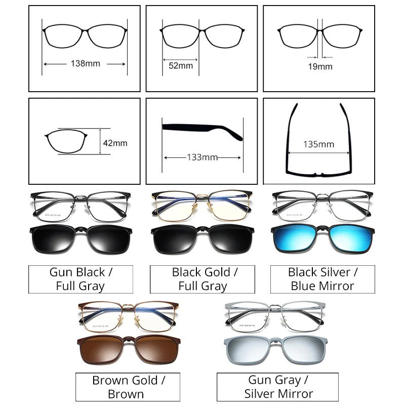 Ralferty очки с клипсами, магнитные солнцезащитные очки с клипсами, полярная оптика, мужские 2 в 1 TR90, солнцезащитные очки для женщин, оптические, 0 градусов, Z8030