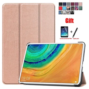 

PU Leather for Huawei MatePad Pro10.8 inch 2019 MRX-W09 W19 AL09 AL19 Trifold Smart Protective Cover with soft film+stylus