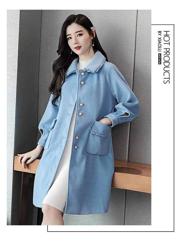 Woolen Jacket Women's Mid-length Autumn& Winter New Style WOMEN'S Dress Korean-style Loose-Fit Elegant Cocoon Woolen Overc