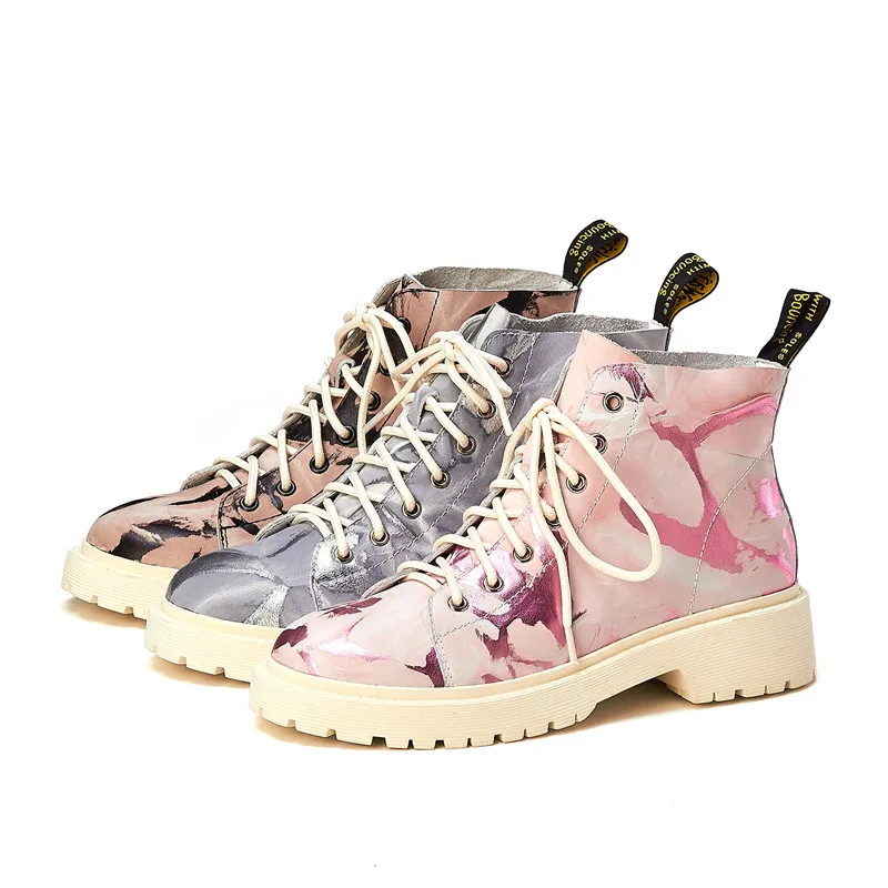 ASUMER new genuine leather boots women round toe ankle boots for women mixed colors autumn winter boots women
