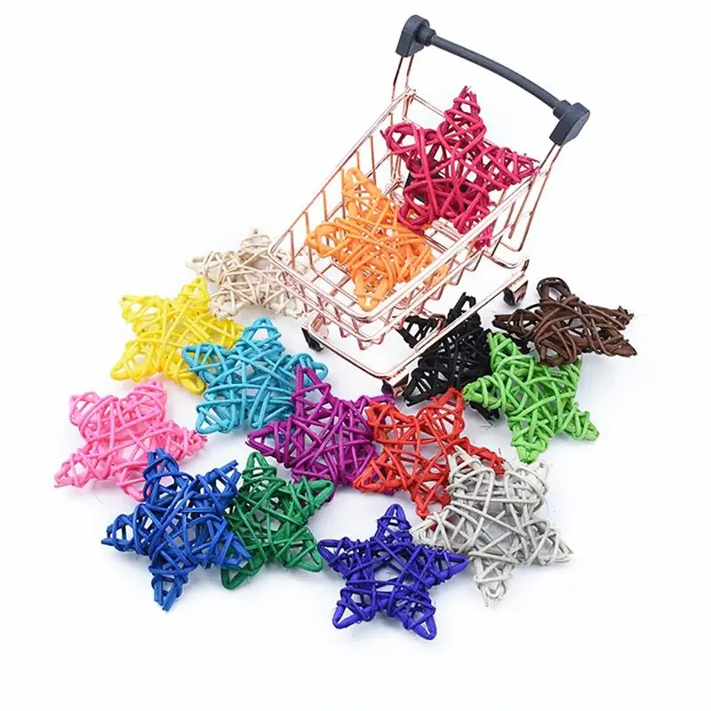 Rattan Stars Christmas Tree Hanging Decor Set Creative Rattan Ornament DIY Party Decor Accessories 5Pcs/Set christmas tree decoration christmas star decoration