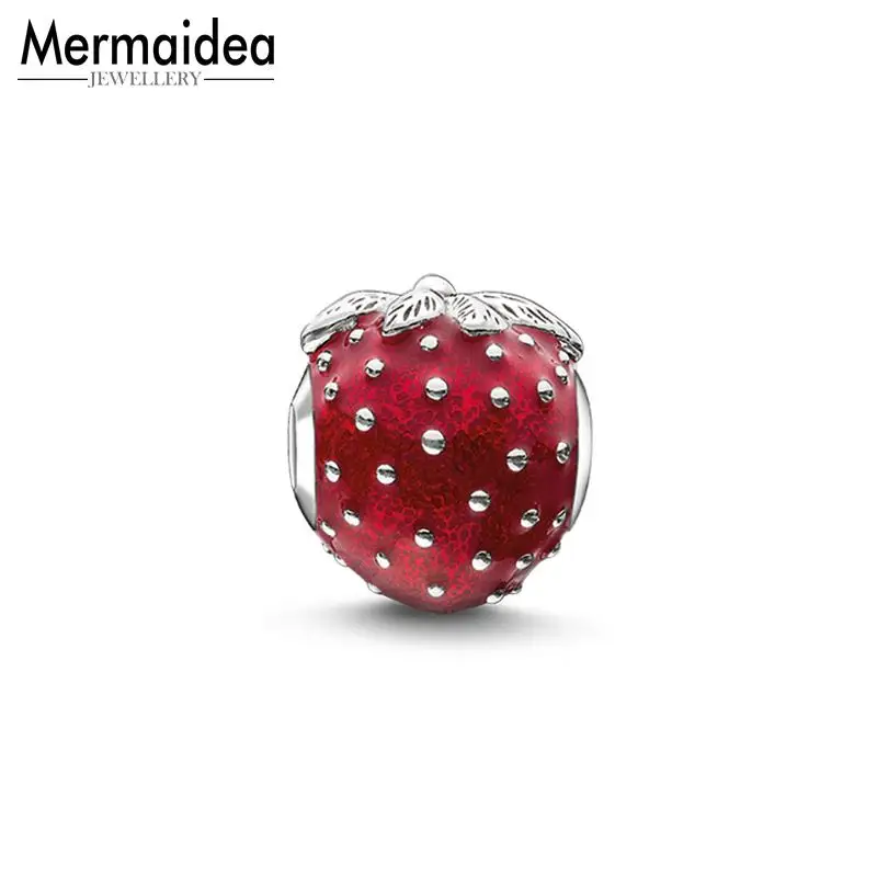 Beads Strawberry silver plated Fits Bracelet Necklace European DIY Bijoux Jewelry Accessorie Gift For Women | Украшения и