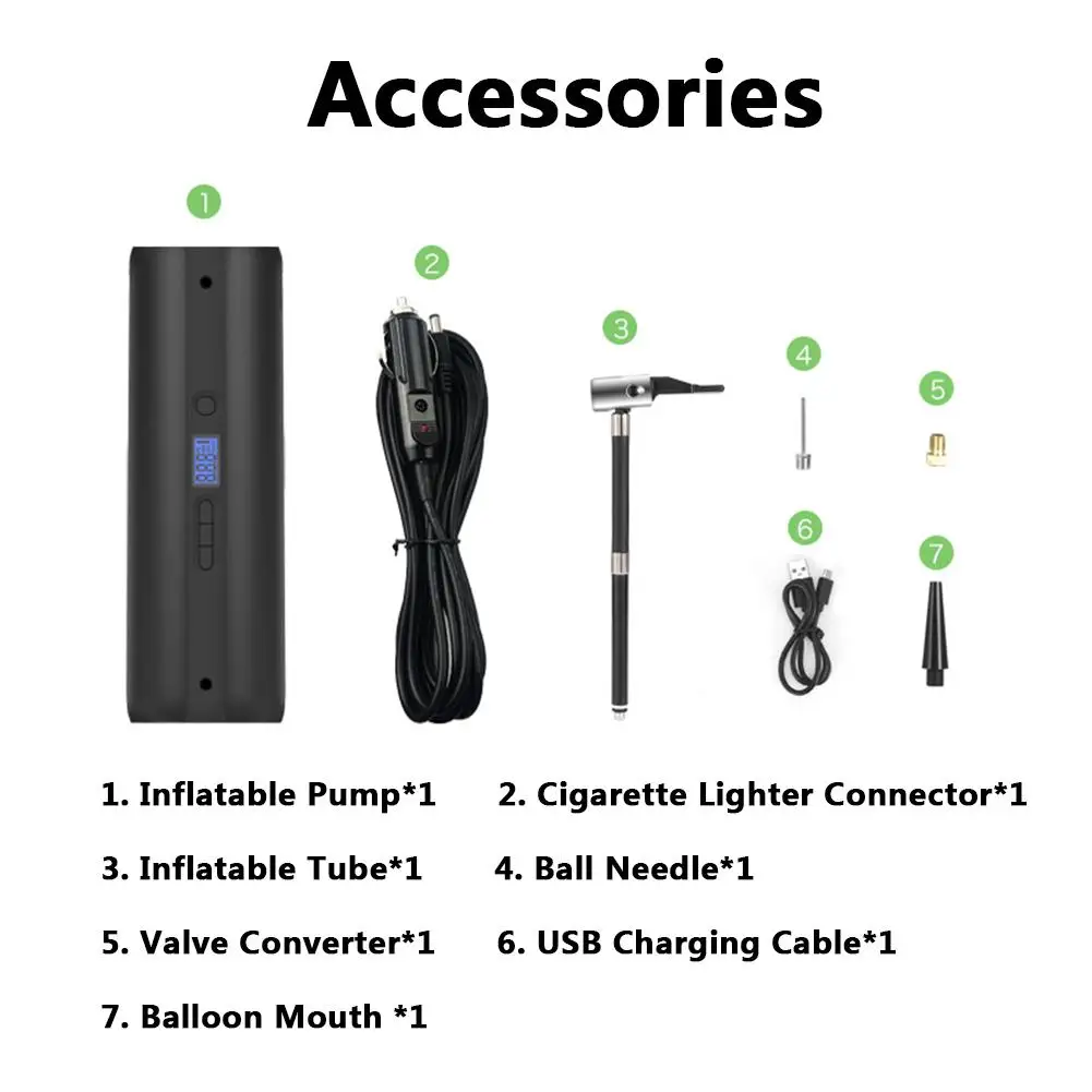 Tyre Inflator Cordless Portable Compressor Digital Car Tyre Pump 12V 150PSI Rechargeable Air Pump for Car Bicycle Tires Balls