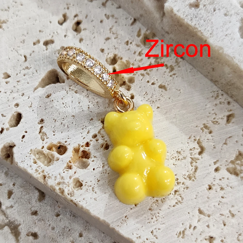 2021 Candy Color Gummy Bear Resin Pendant Necklace for Women Simple Golden Metal Chain Necklace Female Fashion Jewelry Gifts 