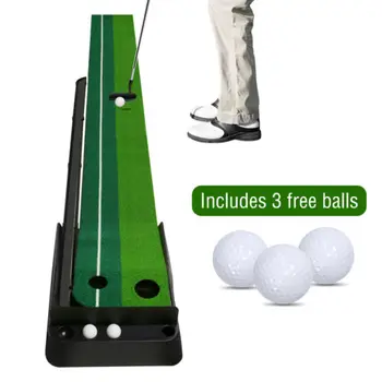 

Portable Indoor Golf Putting Mat with Auto 3 Balls Return Function + Putter