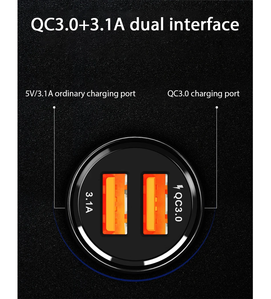 Автомобильное зарядное устройство Quick Charge 3,0 Dual USB 3.1A Быстрая зарядка для iphone XR XS Max Xiaomi huawei, зарядное устройство для мобильного телефона, автомобильный прикуриватель