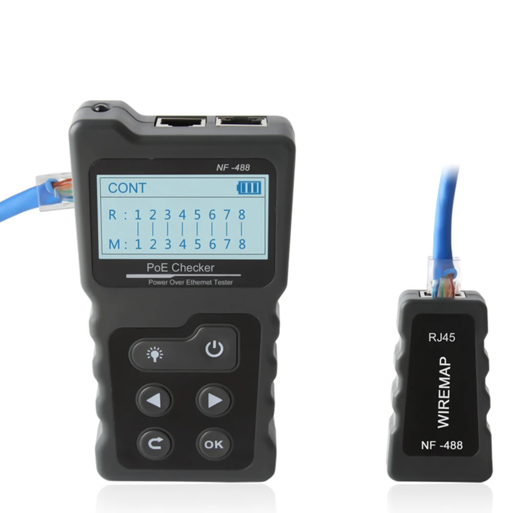 

NF-488 PoE checker Multi-functional LCD Network Cable Tester Voltage and Current Tester For security monitoring