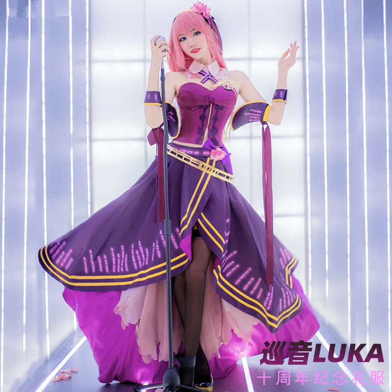 Аниме игра Luka Cos Vocaloid 10th юбилей память Униформа платье Лолита косплей костюм косплей