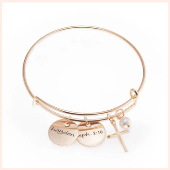 

New 925 Sterling Silver Lucky Adjustable Bracelet Customize Engraved Words Personalized Bracelet&Bangle crucifix For Women Gift